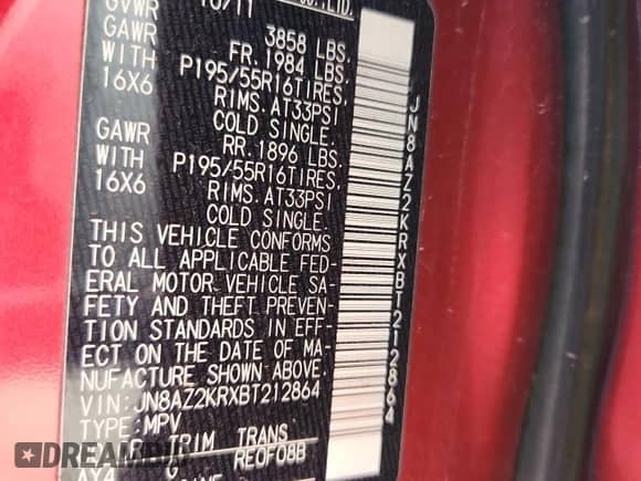 2011 Nissan Cube SL с VIN JN8AZ2KRXBT212864, выставлен на аукционе Copart как лот 80299735 с пробегом 108 549 миль миль и Списание • Salvage title. История ставок и продаж доступна на DreamBid. Изображение 13.