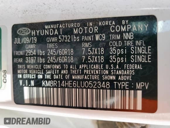 2020 Hyundai Palisade SE с VIN KM8R14HE6LU052348, выставлен на аукционе Copart как лот 59992725 с пробегом 60 025 миль миль и Списание • Salvage title. История ставок и продаж доступна на DreamBid. Изображение 13.