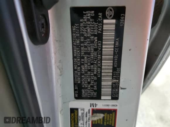 2011 Toyota Camry LE z VIN 4T4BF3EK7BR174583, wystawiony jako Copart lot #71491515 z przebiegiem Nie podano mil oraz Czysty tytuł • Clean title. Historia ofert i sprzedaży dostępna na DreamBid. Obrazek 12.