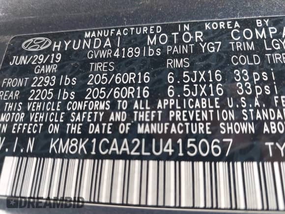 2020 Hyundai Kona SE с VIN KM8K1CAA2LU415067, выставлен на аукционе IAAI как лот 42344164 с пробегом 57 798 миль миль и . История ставок и продаж доступна на DreamBid. Изображение 9.