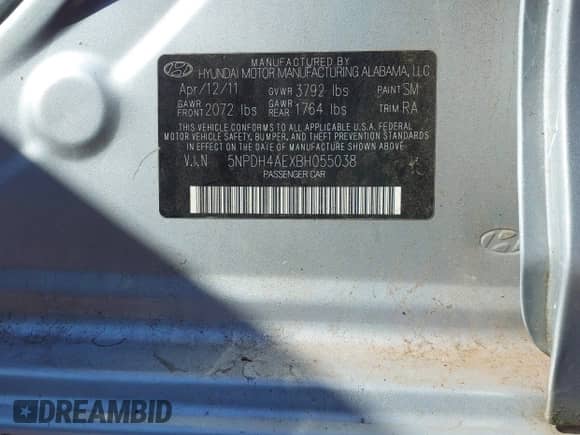 2011 Hyundai Elantra GLS с VIN 5NPDH4AEXBH055038, выставлен на аукционе IAAI как лот 43413141 с пробегом 161 488 миль миль и . История ставок и продаж доступна на DreamBid. Изображение 9.
