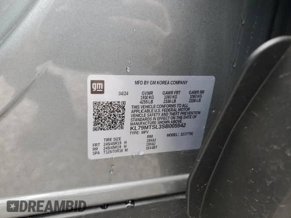 2025 Chevrolet TrailBlazer RS с VIN KL79MTSL3SB005542, выставлен на аукционе Copart как лот 63864495 с пробегом 5 165 миль миль и Списание • Salvage title. История ставок и продаж доступна на DreamBid. Изображение 13.