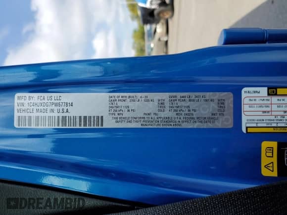 2023 Jeep Wrangler Sport S with VIN 1C4HJXDG7PW677814, listed as a Copart auction lot 67802085 with 28,546 mi miles and Salvage title. Bid and sale history available at DreamBid. Image 13.