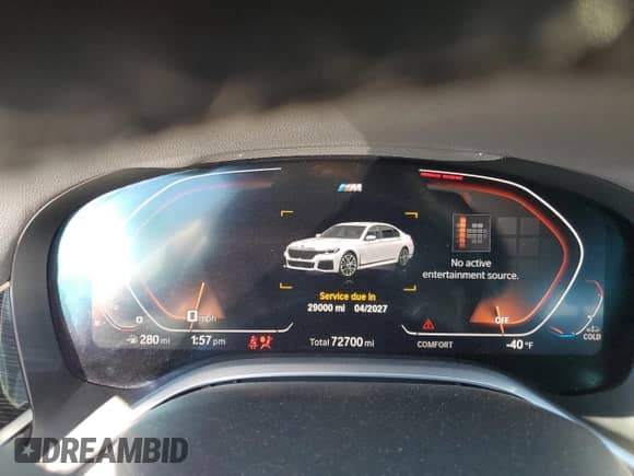 2020 BMW 7 Series 740i with VIN WBA7T2C08LCD59600, listed as a Copart auction lot 87105445 with 72,700 mi miles and Salvage title. Bid and sale history available at DreamBid. Image 9.