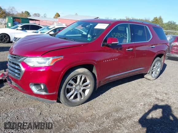 2018 Chevrolet Traverse High Country z VIN 1GNEVKKW1JJ119649, wystawiony jako IAAI lot #43493042 z przebiegiem 92 101 mil mil oraz . Historia ofert i sprzedaży dostępna na DreamBid. Obrazek 2.