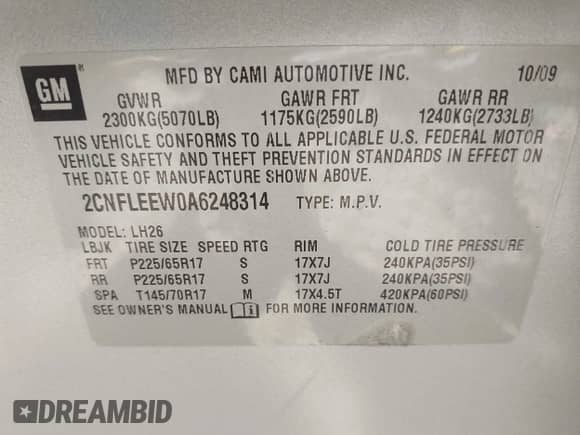 2010 Chevrolet Equinox 1LT с VIN 2CNFLEEW0A6248314, выставлен на аукционе IAAI как лот 43205709 с пробегом 133 041 миль миль и . История ставок и продаж доступна на DreamBid. Изображение 9.