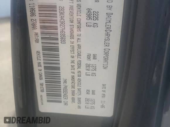 2007 Dodge Charger with VIN 2B3KA43R27H695693, listed as a Copart auction lot 71464694 with 105,246 mi miles and Clean title. Bid and sale history available at DreamBid. Image 12.