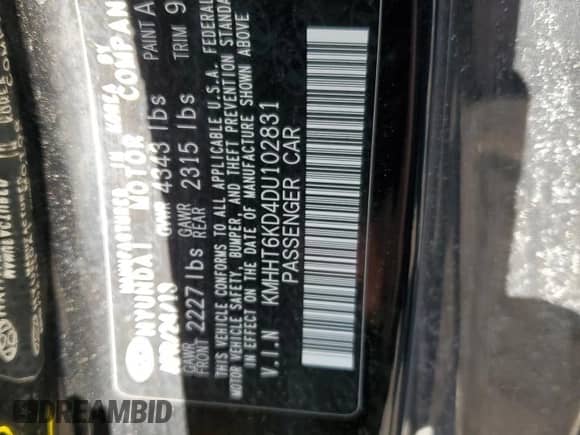 2013 Hyundai Genesis Coupe 2.0T с VIN KMHHT6KD4DU102831, выставлен на аукционе Copart как лот 45964505 с пробегом 87 904 миль миль и Списание • Salvage title. История ставок и продаж доступна на DreamBid. Изображение 12.