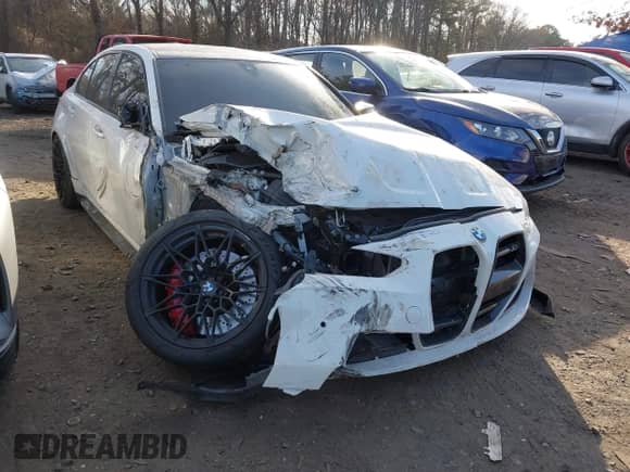 2024 BMW M3 Competition xDrive with VIN WBS43AY01RFS56024, listed as a IAAI auction lot 41339517 with 8,182 mi miles and . Bid and sale history available at DreamBid. Image 1.