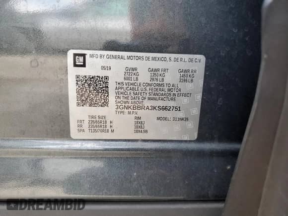 2019 Chevrolet Blazer with VIN 3GNKBBRA3KS662751, listed as a Copart auction lot 82279365 with 83,490 mi miles and Salvage title. Bid and sale history available at DreamBid. Image 13.