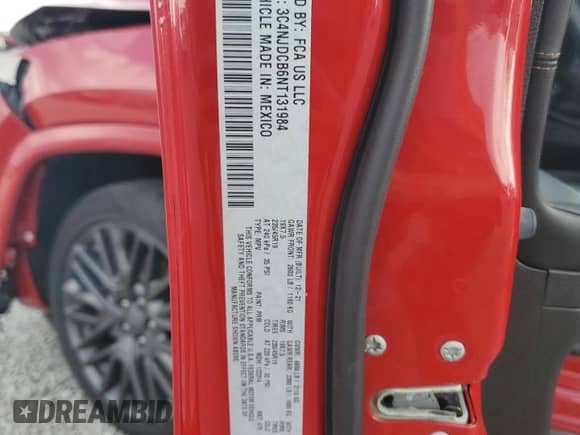 2022 Jeep Compass (RED) Edition with VIN 3C4NJDCB6NT131984, listed as a Copart auction lot 80147565 with 34,972 mi miles and Salvage title. Bid and sale history available at DreamBid. Image 13.
