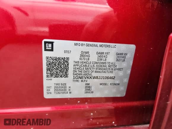 2018 Chevrolet Traverse High Country с VIN 1GNEVKKW8JJ106462, выставлен на аукционе Copart как лот 64007765 с пробегом 78 470 миль миль и Списание • Salvage title. История ставок и продаж доступна на DreamBid. Изображение 13.
