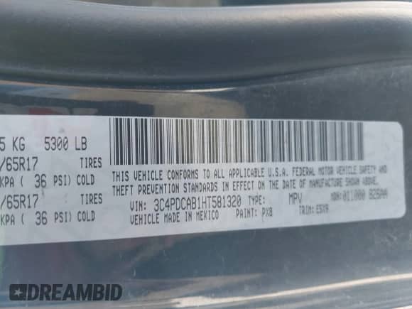 2017 Dodge Journey SE с VIN 3C4PDCAB1HT581320, выставлен на аукционе IAAI как лот 42795579 с пробегом 122 264 миль миль и . История ставок и продаж доступна на DreamBid. Изображение 9.