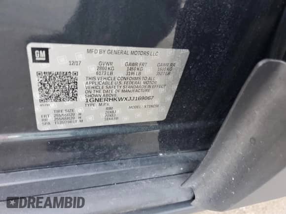 2018 Chevrolet Traverse LT с VIN 1GNERHKWXJJ169067, выставлен на аукционе Copart как лот 69813785 с пробегом 174 248 миль миль и Списание • Salvage title. История ставок и продаж доступна на DreamBid. Изображение 13.