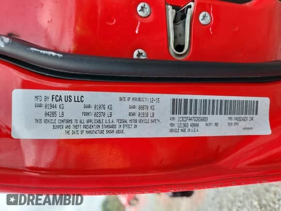 2016 Dodge Dart SE z VIN 1C3CDFAA7GD656859, wystawiony jako Copart lot #84368145 z przebiegiem 129 255 mil mil oraz Szkoda całkowita • Salvage title. Historia ofert i sprzedaży dostępna na DreamBid. Obrazek 12.