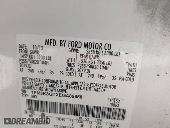 2014 Ford Explorer Sport с VIN 1FM5K8GTXEGA89858, выставлен на аукционе IAAI как лот 43470532 с пробегом 208 587 миль миль и . История ставок и продаж доступна на DreamBid. Изображение 9.