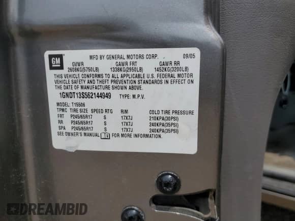 2006 Chevrolet TrailBlazer LS z VIN 1GNDT13S562144949, wystawiony jako Copart lot #60506885 z przebiegiem 125 692 mil mil oraz Szkoda całkowita • Salvage title. Historia ofert i sprzedaży dostępna na DreamBid. Obrazek 13.