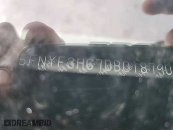 2013 Honda Pilot EX-L with VIN 5FNYF3H67DB018790, listed as a Copart auction lot 64755445 with 210,626 mi miles and Salvage title. Bid and sale history available at DreamBid. Image 13.