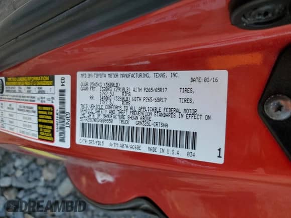 2016 Toyota Tacoma TRD Sport с VIN 5TFRZ5CN8GX009550, выставлен на аукционе Copart как лот 70159565 с пробегом 118 596 миль миль и Чистый • Clean title. История ставок и продаж доступна на DreamBid. Изображение 12.