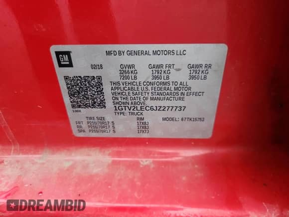 2018 GMC Sierra 1500 с VIN 1GTV2LEC6JZ277737, выставлен на аукционе Copart как лот 81907305 с пробегом 210 519 миль миль и Списание • Salvage title. История ставок и продаж доступна на DreamBid. Изображение 12.