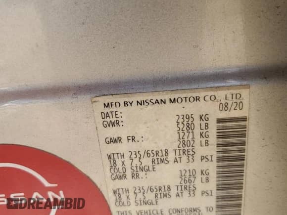 2020 Nissan Murano S with VIN 5N1AZ2AS7LN171076, listed as a Copart auction lot 68757575 with 78,102 mi miles and Salvage title. Bid and sale history available at DreamBid. Image 13.