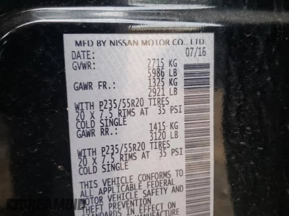 2017 Nissan Pathfinder Platinum with VIN 5N1DR2MM0HC600362, listed as a Copart auction lot 80064225 with 151,454 mi miles and Salvage title. Bid and sale history available at DreamBid. Image 13.