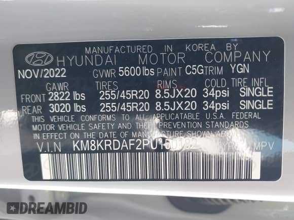 2023 Hyundai Ioniq 5 Limited с VIN KM8KRDAF2PU150182, выставлен на аукционе IAAI как лот 42641391 с пробегом 23 031 миль миль и . История ставок и продаж доступна на DreamBid. Изображение 9.