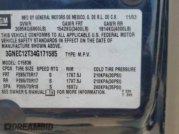 2004 Chevrolet Avalanche with VIN 3GNEC12T34G171585, listed as a Copart auction lot 54310515 with 262,495 mi miles and Salvage title. Bid and sale history available at DreamBid. Image 12.