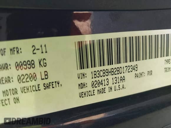 2011 Dodge Caliber Uptown with VIN 1B3CB9HB2BD172349, listed as a IAAI auction lot 42901430 with 141,201 mi miles and . Bid and sale history available at DreamBid. Image 9.