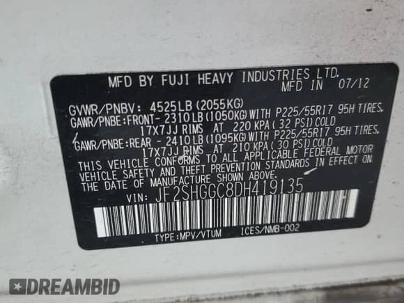 2013 Subaru Forester XT Touring z VIN JF2SHGGC8DH419135, wystawiony jako Copart lot #58450275 z przebiegiem 187 402 mil mil oraz Szkoda całkowita • Salvage title. Historia ofert i sprzedaży dostępna na DreamBid. Obrazek 14.