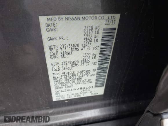 2015 Nissan Murano SL с VIN 5N1AZ2MG8FN284191, выставлен на аукционе IAAI как лот 41238481 с пробегом 83 902 миль миль и . История ставок и продаж доступна на DreamBid. Изображение 9.