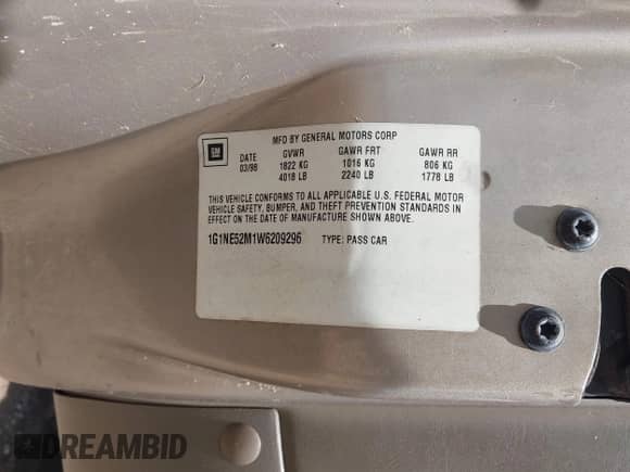 1998 Chevrolet Malibu LS с VIN 1G1NE52M1W6209296, выставлен на аукционе IAAI как лот 42531622 с пробегом 179 094 миль миль и . История ставок и продаж доступна на DreamBid. Изображение 9.