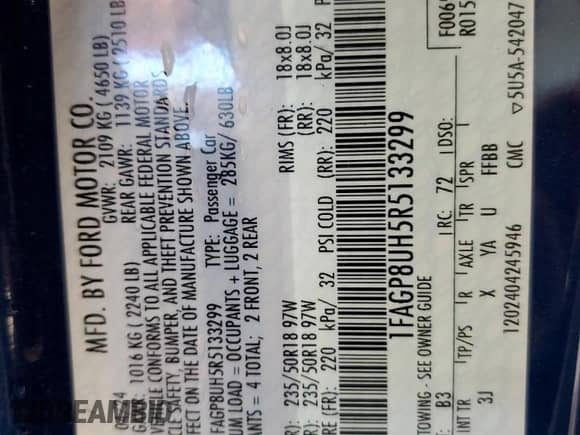 2024 Ford Mustang EcoBoost Premium с VIN 1FAGP8UH5R5133299, выставлен на аукционе Copart как лот 86229015 с пробегом 39 538 миль миль и Чистый • Clean title. История ставок и продаж доступна на DreamBid. Изображение 12.