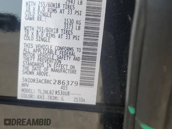 2024 Nissan Pathfinder S with VIN 5N1DR3AC8RC286379, listed as a Copart auction lot 66106575 with 2,039 mi miles and Salvage title. Bid and sale history available at DreamBid. Image 13.