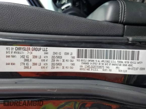 2014 Dodge Durango Limited with VIN 1C4RDJDG2EC539573, listed as a Copart auction lot 80793855 with 192,310 mi miles and Salvage title. Bid and sale history available at DreamBid. Image 13.