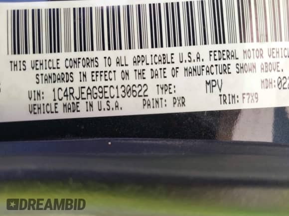 2014 Jeep Grand Cherokee Laredo with VIN 1C4RJEAG9EC130622, listed as a IAAI auction lot 43347141 with 208,336 mi miles and . Bid and sale history available at DreamBid. Image 9.