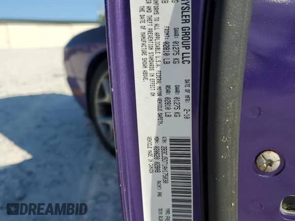 2010 Dodge Challenger R/T with VIN 2B3CJ5DT1AH175030, listed as a Copart auction lot 84941425 with 124,267 mi miles and Salvage title. Bid and sale history available at DreamBid. Image 12.