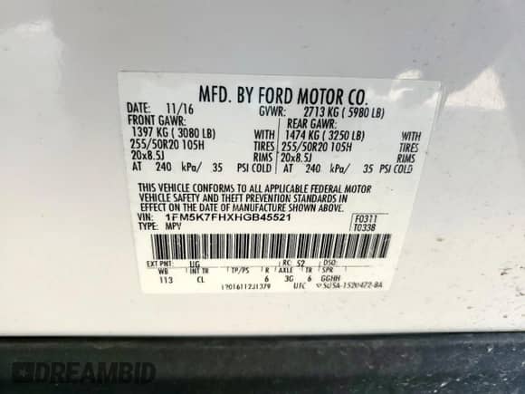 2017 Ford Explorer Limited z VIN 1FM5K7FHXHGB45521, wystawiony jako Copart lot #80477815 z przebiegiem 114 008 mil mil oraz Czysty tytuł • Clean title. Historia ofert i sprzedaży dostępna na DreamBid. Obrazek 13.