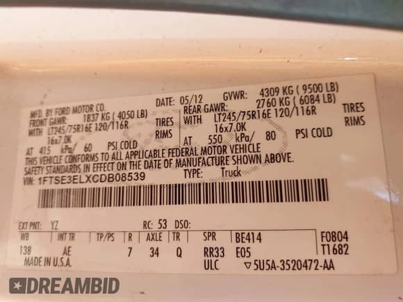 2012 Ford Econoline Cargo Super Duty Commercial с VIN 1FTSE3ELXCDB08539, выставлен на аукционе IAAI как лот 42671116 с пробегом 239 783 миль миль и . История ставок и продаж доступна на DreamBid. Изображение 9.