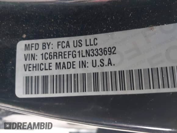 2020 Ram 1500 Big Horn z VIN 1C6RREFG1LN333692, wystawiony jako IAAI lot #41517721 z przebiegiem 67 046 mil mil oraz . Historia ofert i sprzedaży dostępna na DreamBid. Obrazek 9.
