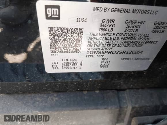 2025 Chevrolet Tahoe Z71 с VIN 1GNS6PRD3SR126204, выставлен на аукционе IAAI как лот 42504708 с пробегом Не указан миль и . История ставок и продаж доступна на DreamBid. Изображение 9.