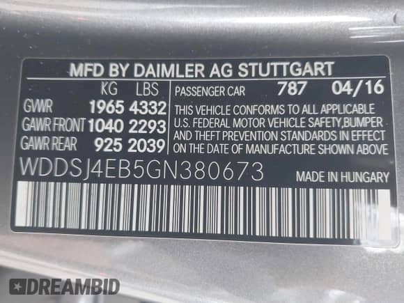 2016 Mercedes-Benz CLA 250 с VIN WDDSJ4EB5GN380673, выставлен на аукционе IAAI как лот 42722178 с пробегом 95 975 миль миль и . История ставок и продаж доступна на DreamBid. Изображение 9.