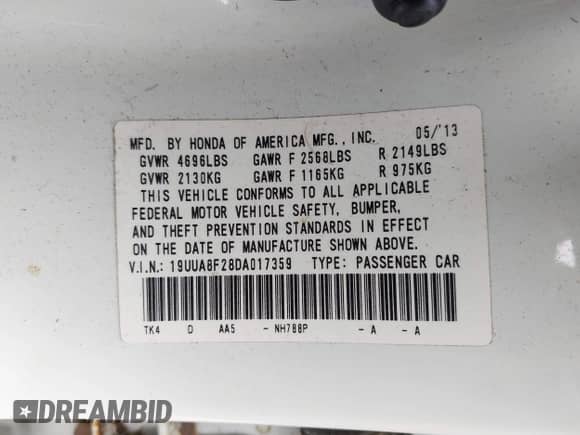 2013 Acura TL z VIN 19UUA8F28DA017359, wystawiony jako IAAI lot #42374246 z przebiegiem 188 548 mil mil oraz . Historia ofert i sprzedaży dostępna na DreamBid. Obrazek 9.