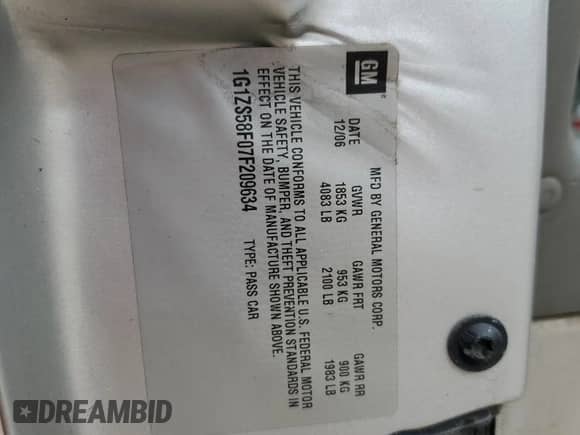 2007 Chevrolet Malibu 1LS с VIN 1G1ZS58F07F209634, выставлен на аукционе Copart как лот 69701984 с пробегом 212 128 миль миль и Списание • Salvage title. История ставок и продаж доступна на DreamBid. Изображение 13.