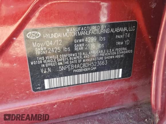 2013 Hyundai Sonata GLS z VIN 5NPEB4AC8DH523663, wystawiony jako Copart lot #81693725 z przebiegiem 144 253 mil mil oraz Czysty tytuł • Clean title. Historia ofert i sprzedaży dostępna na DreamBid. Obrazek 12.