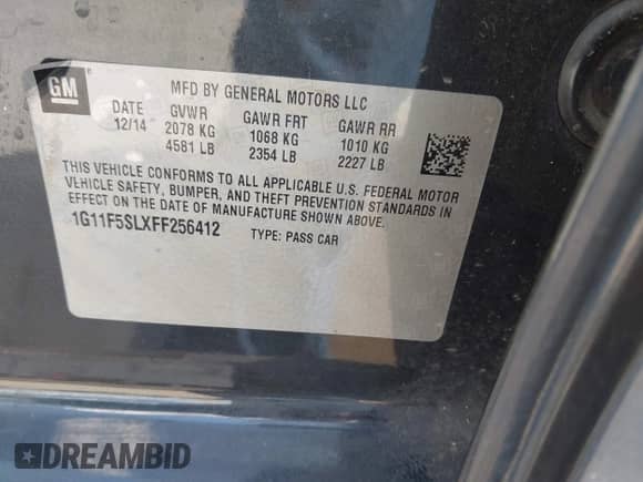 2015 Chevrolet Malibu LTZ с VIN 1G11F5SLXFF256412, выставлен на аукционе IAAI как лот 42672288 с пробегом 239 435 миль миль и . История ставок и продаж доступна на DreamBid. Изображение 9.