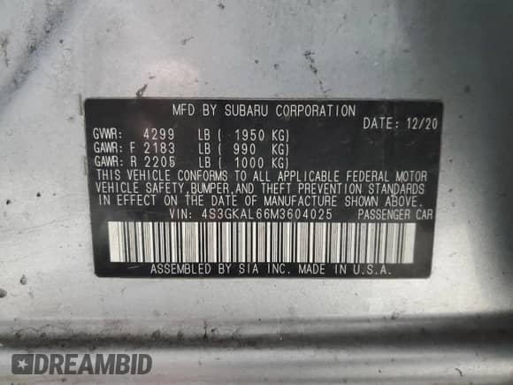 2021 Subaru Impreza Special Sports with VIN 4S3GKAL66M3604025, listed as a Copart auction lot 84707574 with 81,054 mi miles and Salvage title. Bid and sale history available at DreamBid. Image 13.