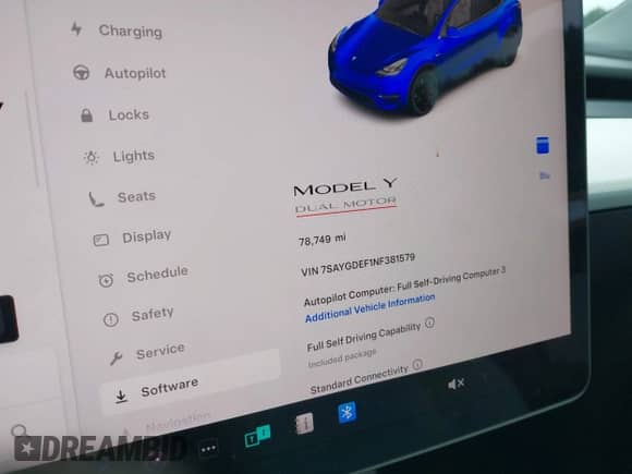 2022 Tesla Model Y Performance z VIN 7SAYGDEF1NF381579, wystawiony jako IAAI lot #42907318 z przebiegiem 78 749 mil mil oraz . Historia ofert i sprzedaży dostępna na DreamBid. Obrazek 7.