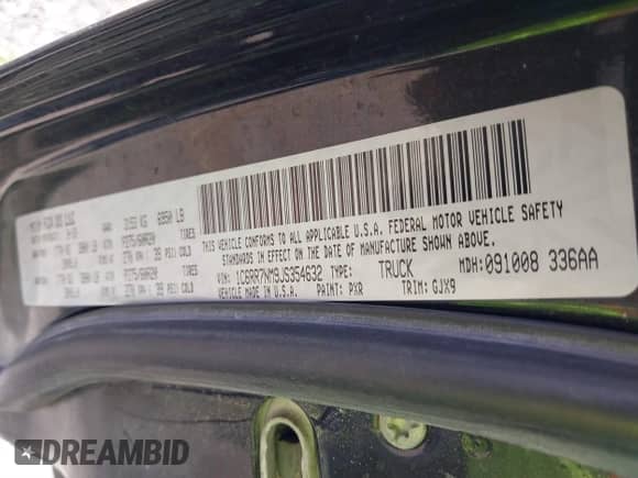 2018 Ram 1500 Laramie with VIN 1C6RR7NM9JS354632, listed as a IAAI auction lot 41707593 with Not provided miles and . Bid and sale history available at DreamBid. Image 9.