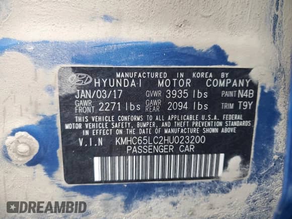 2017 Hyundai Ioniq Blue z VIN KMHC65LC2HU023200, wystawiony jako Copart lot #50468704 z przebiegiem 85 329 mil mil oraz . Historia ofert i sprzedaży dostępna na DreamBid. Obrazek 12.